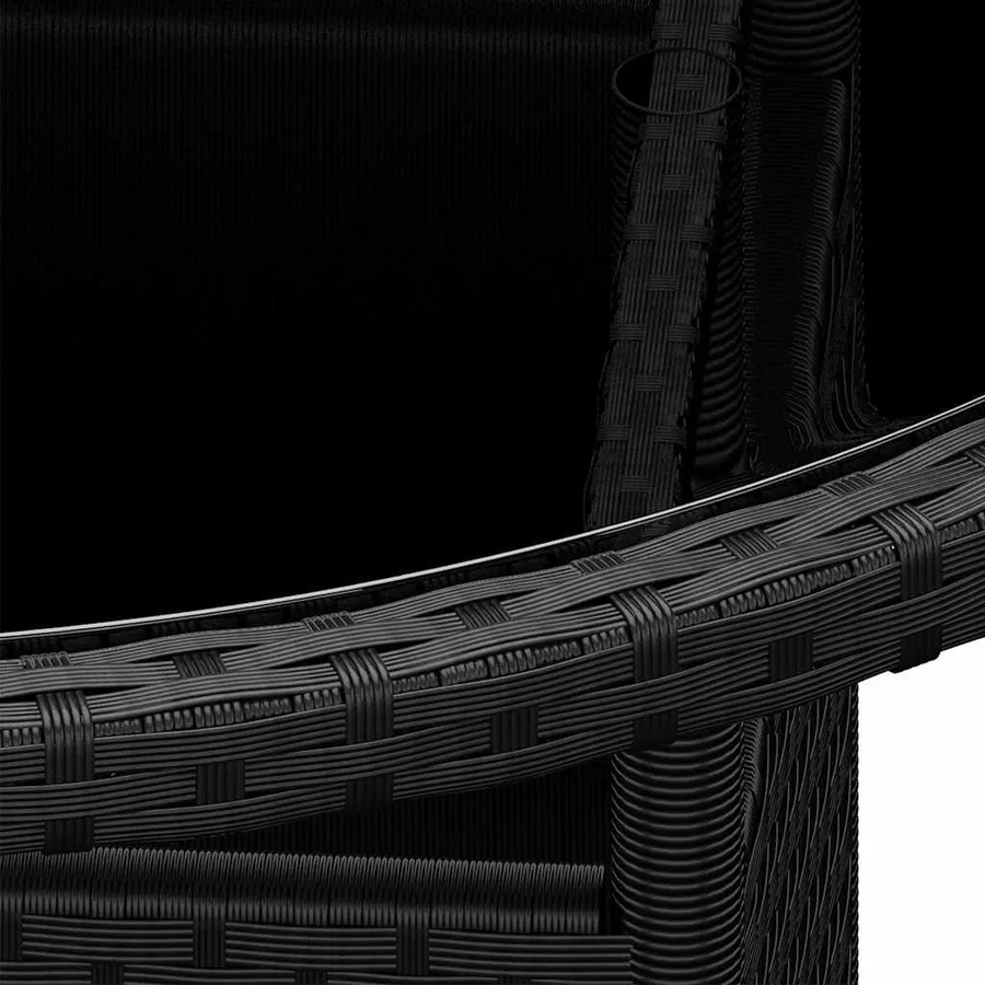 Table de jardin Ø80x75 cm Verre trempé/résine tressée Noir - 3