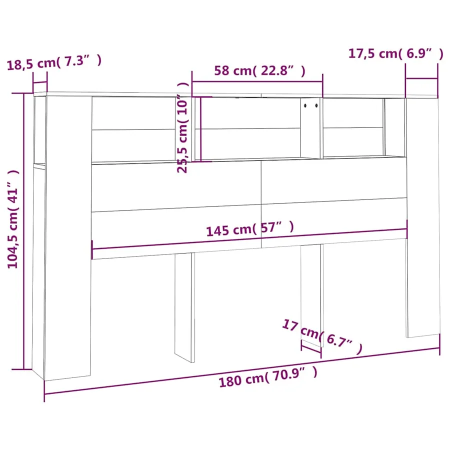 Armoire de tête de lit Blanc 180x18,5x104,5 cm - 6