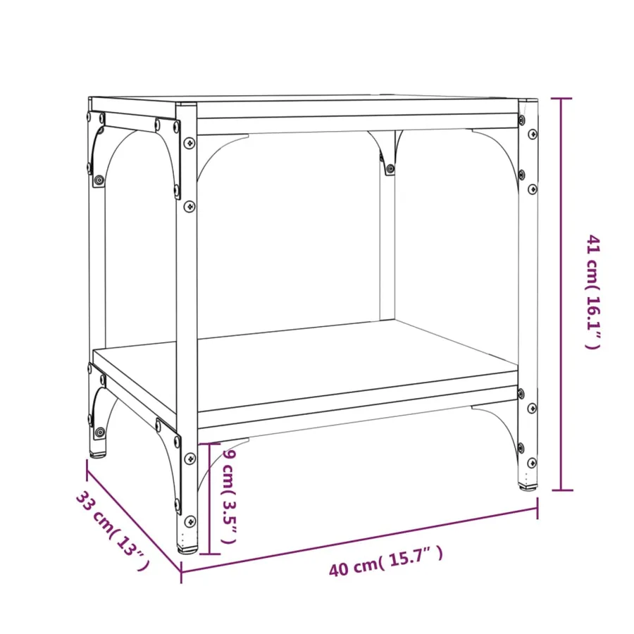 Meuble TV Sonoma gris 40x33x41 cm Bois d'ingénierie et acier - 9