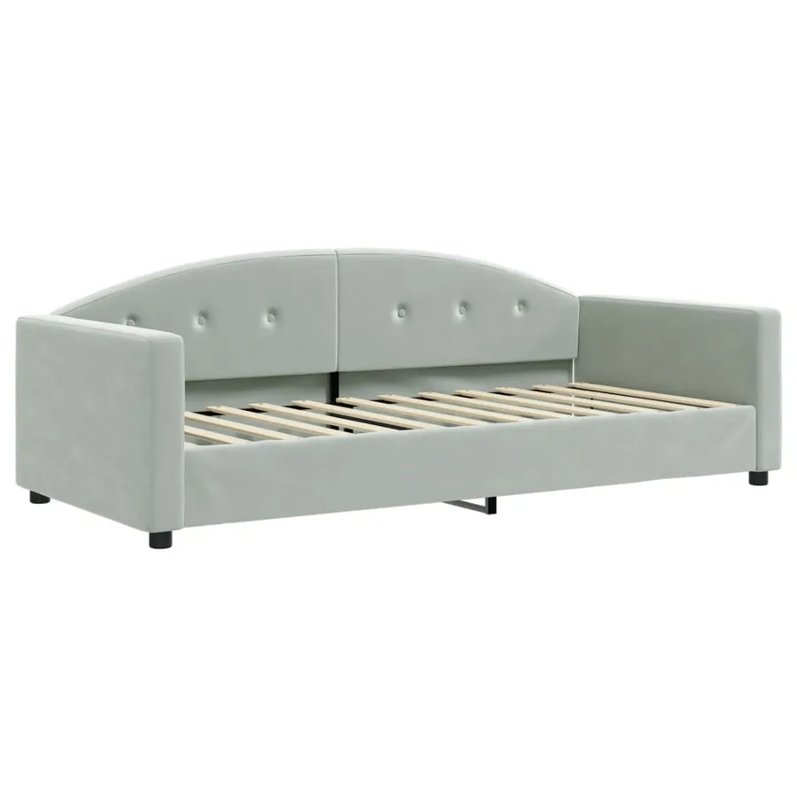 Lit de jour avec gigogne et matelas gris clair 90x200cm velours - 4