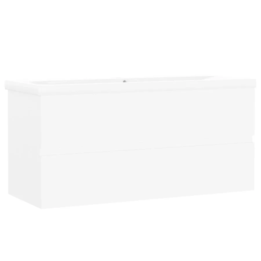 Armoire d'évier avec lavabo intégré Blanc Aggloméré - 2