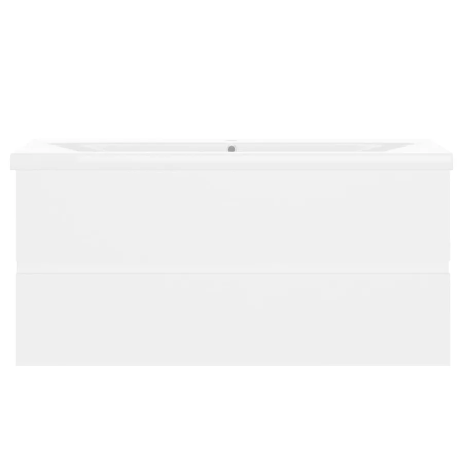 Armoire d'évier avec lavabo intégré Blanc Aggloméré - 6