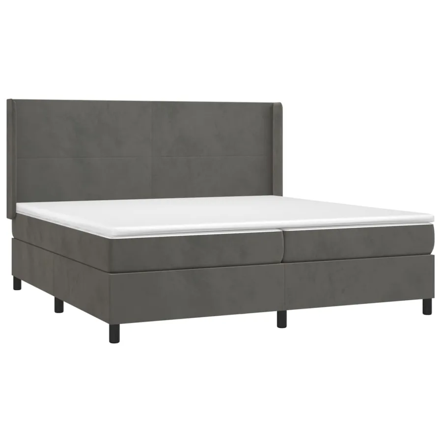 Sommier à lattes de lit et matelas Gris foncé 200x200cm Velours - 3