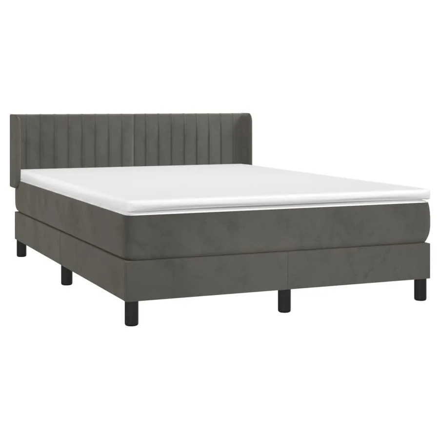 Sommier à lattes de lit et matelas Gris foncé 200x200cm Velours - 4