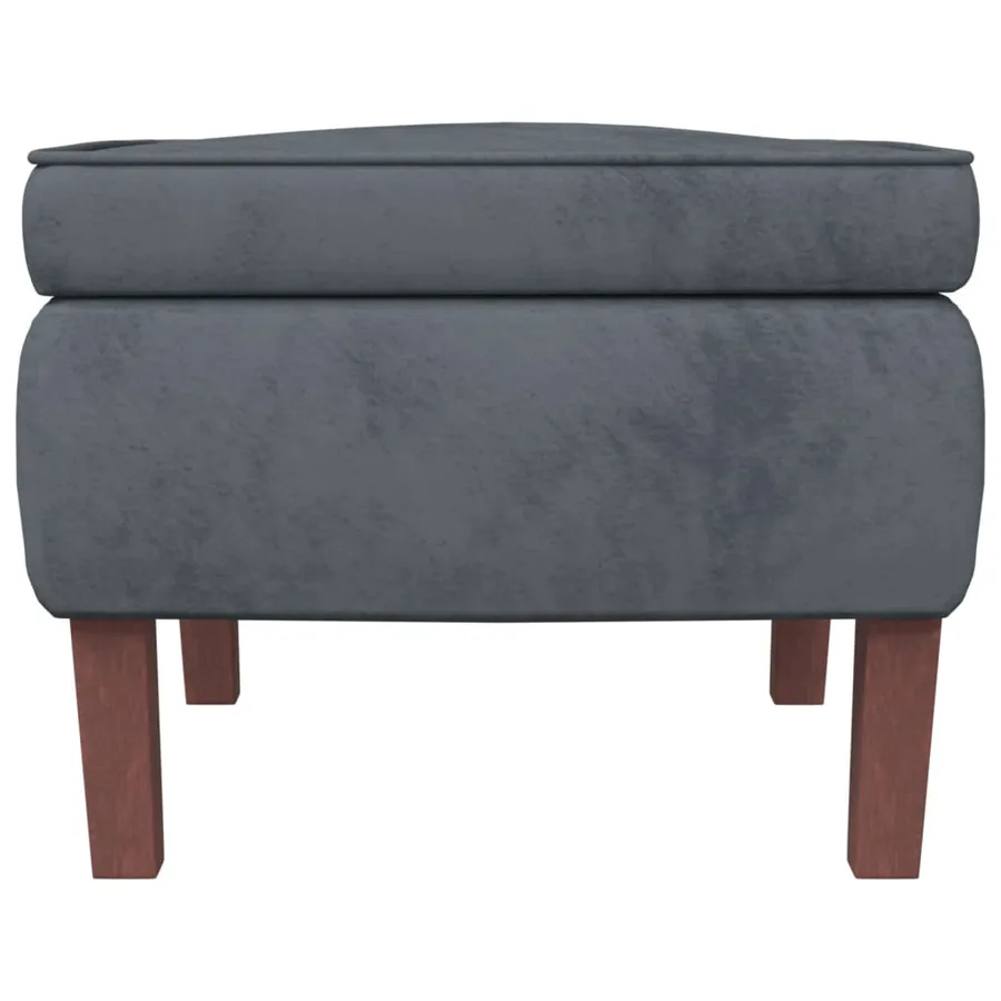 Fauteuil à bascule à oreilles en velours gris foncé bois massif - 10