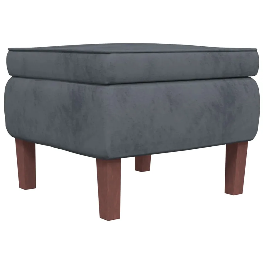 Fauteuil à bascule à oreilles en velours gris foncé bois massif - 9