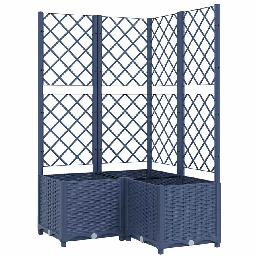 Jardinière avec treillis bleu gris 80x80x136 cm PP - 2