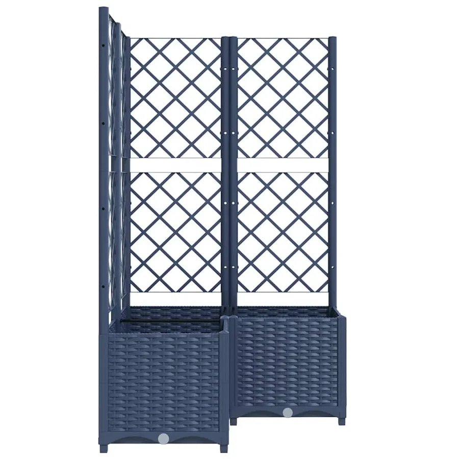 Jardinière avec treillis bleu gris 80x80x136 cm PP - 4
