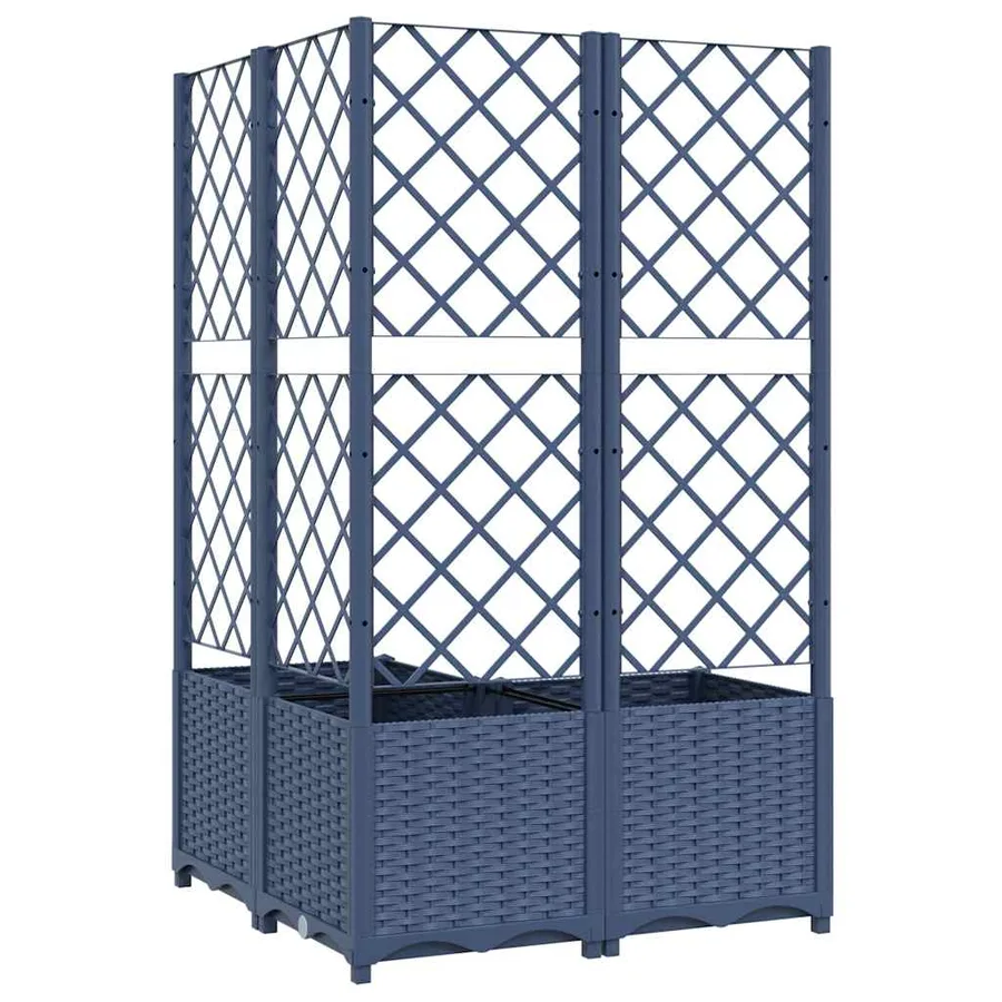 Jardinière avec treillis bleu gris 80x80x136 cm PP - 5