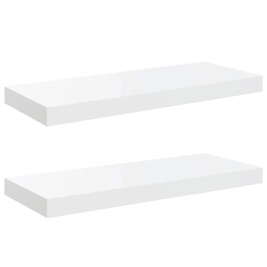 Étagère murale flottante 2 pcs Blanc brillant 60x23,5x3,8cm MDF - 2