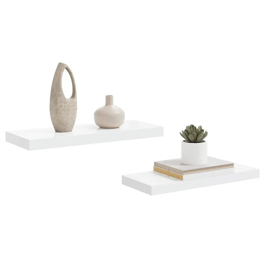 Étagère murale flottante 2 pcs Blanc brillant 60x23,5x3,8cm MDF - 5