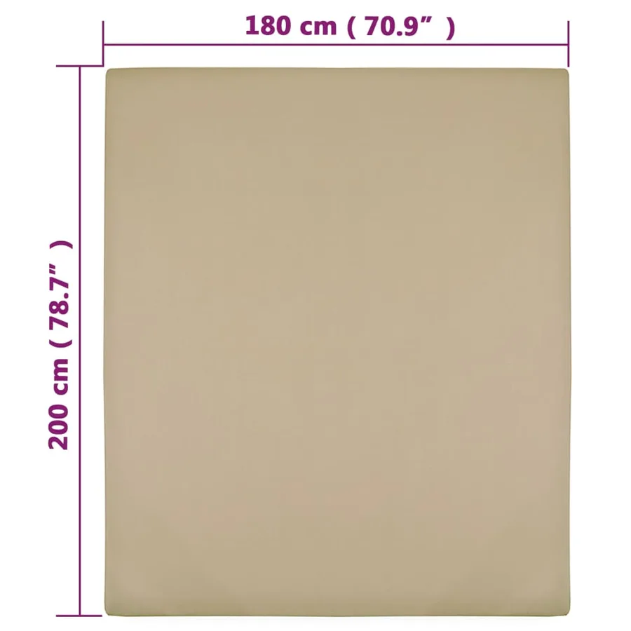 Draps-housses Jersey 2 pcs Taupe 180x200 cm Coton - 4
