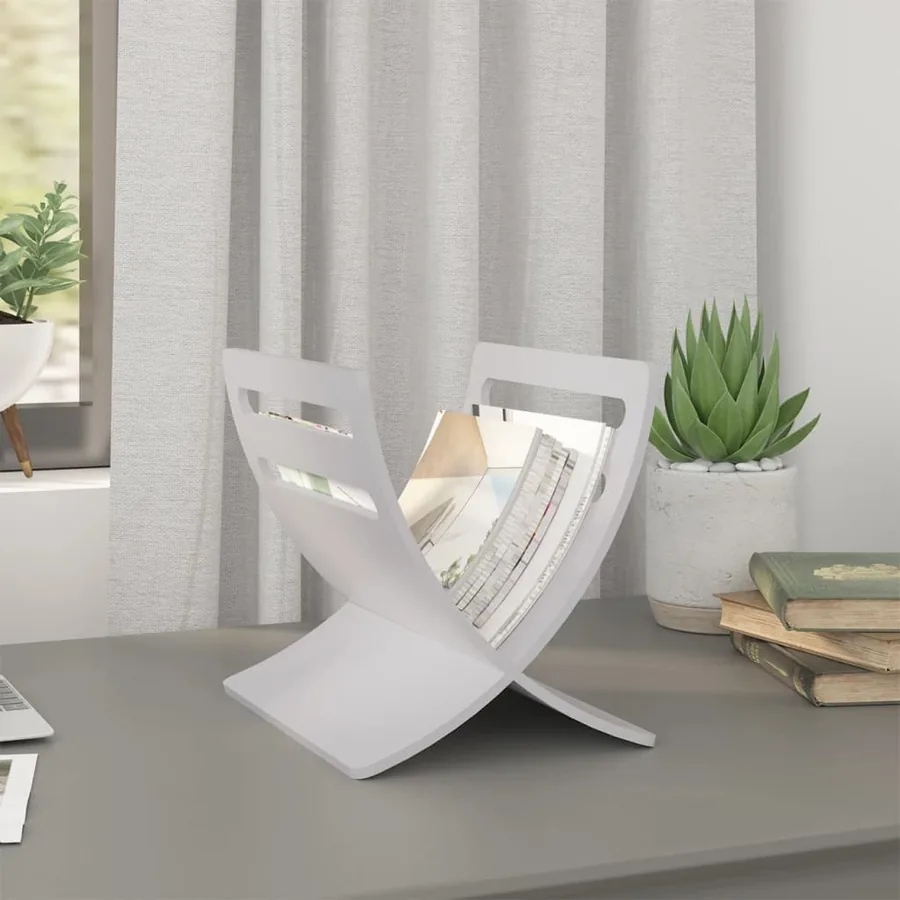 Porte-revue en bois sur pied Blanc