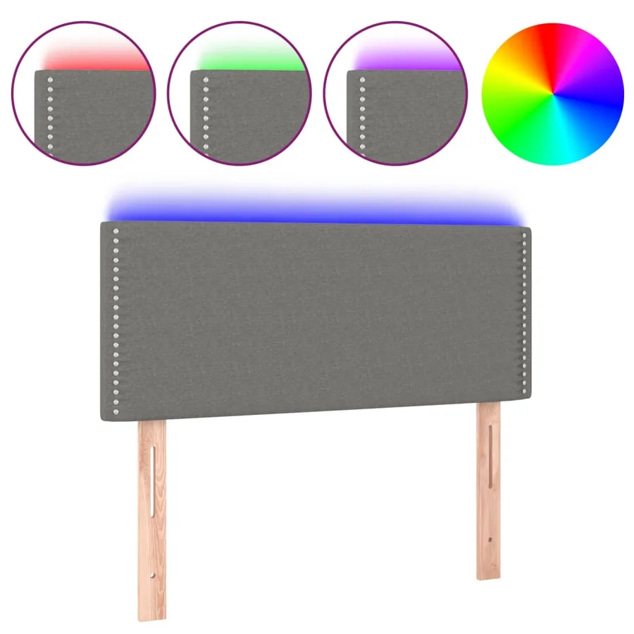 Tête de lit à LED Gris foncé 80x5x78/88 cm Tissu - 2