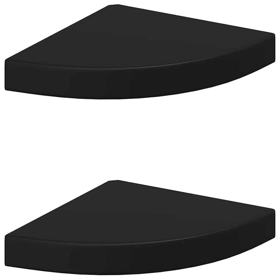 Étagères d'angle flottantes 2 pcs noir 25x25x3,8 cm MDF - 2