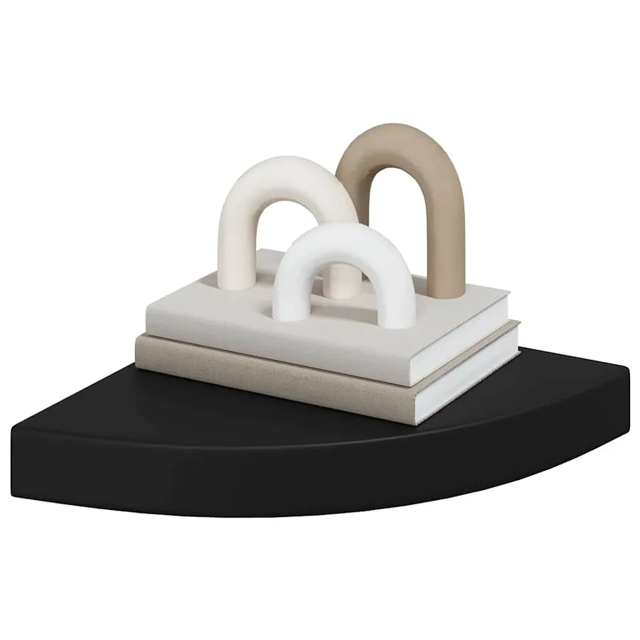 Étagères d'angle flottantes 2 pcs noir 25x25x3,8 cm MDF - 4