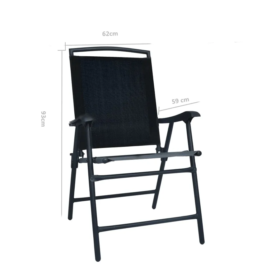 Chaises de jardin pliables lot de 2 Textilène Noir - 9