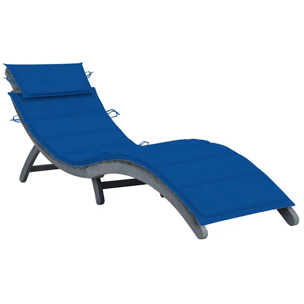 Chaise longue avec coussin Gris Bois d'acacia solide