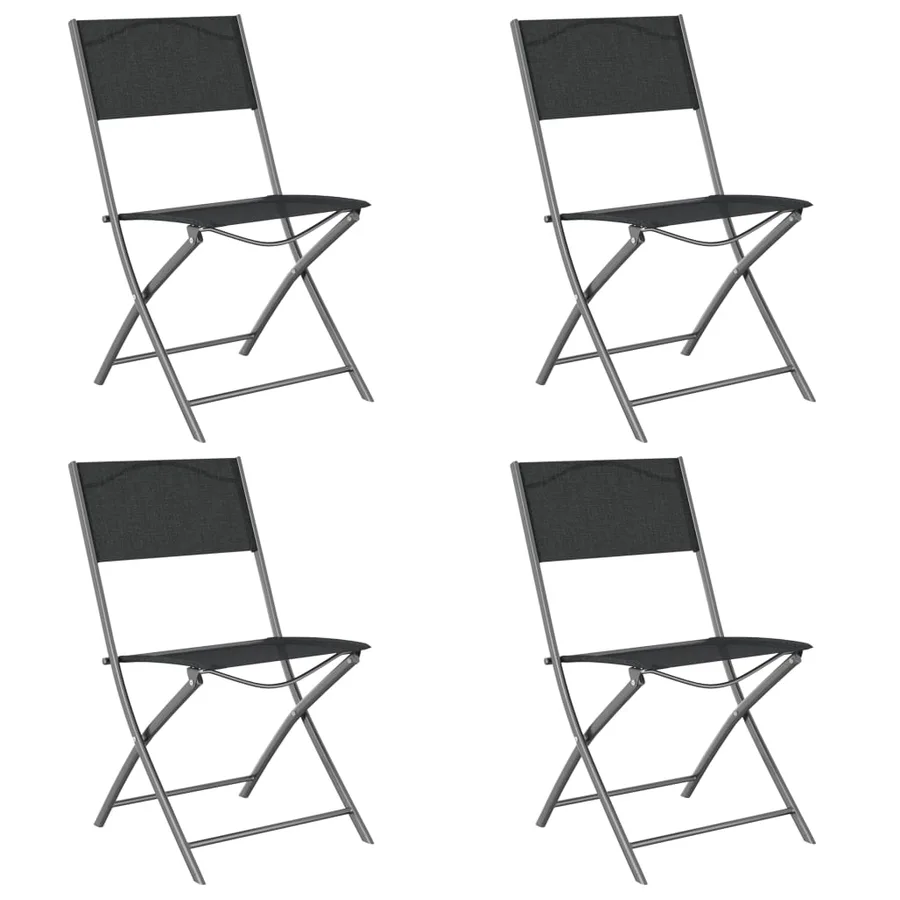 Chaises d'extérieur pliables lot de 4 Noir Acier et textilène - 2