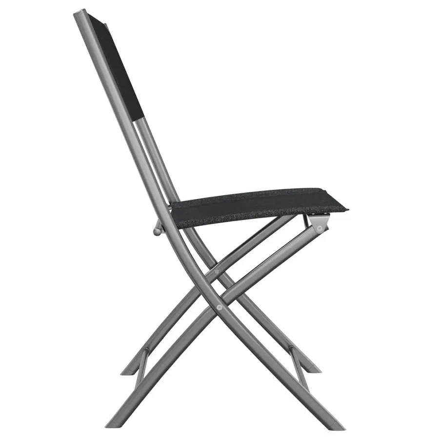 Chaises d'extérieur pliables lot de 4 Noir Acier et textilène - 5