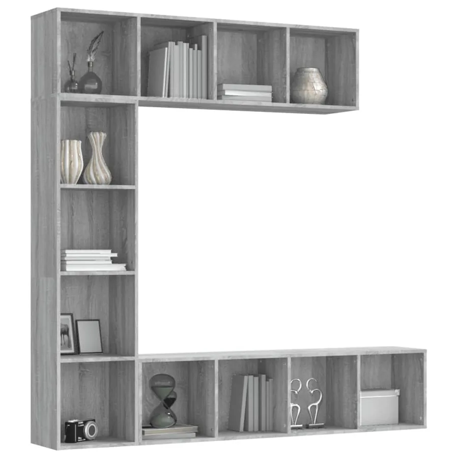 Ensemble bibliothèque/meuble TV 3 pcs Sonoma gris 180x30x180 cm - 3