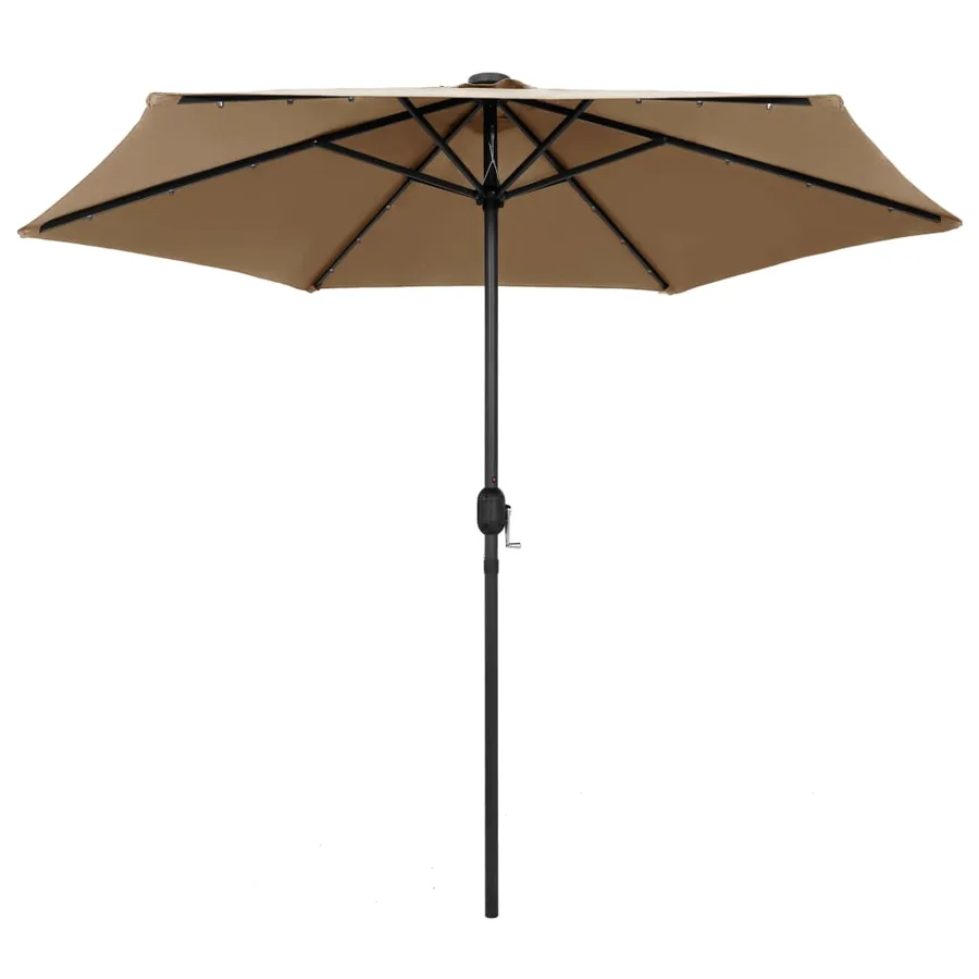 Parasol de jardin avec lumières LED et mât en aluminium taupe - 2