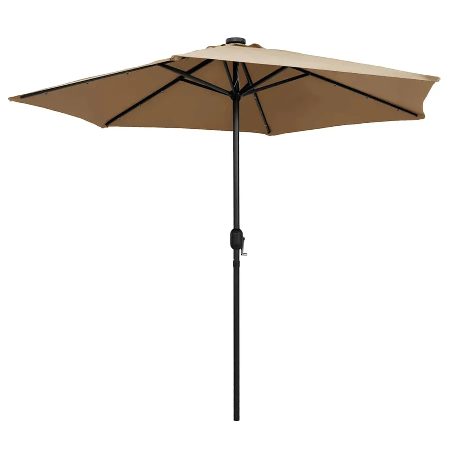 Parasol de jardin avec lumières LED et mât en aluminium taupe - 3