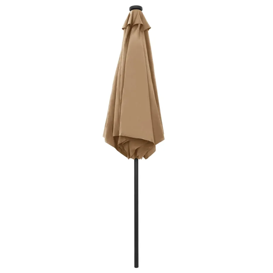 Parasol de jardin avec lumières LED et mât en aluminium taupe - 4