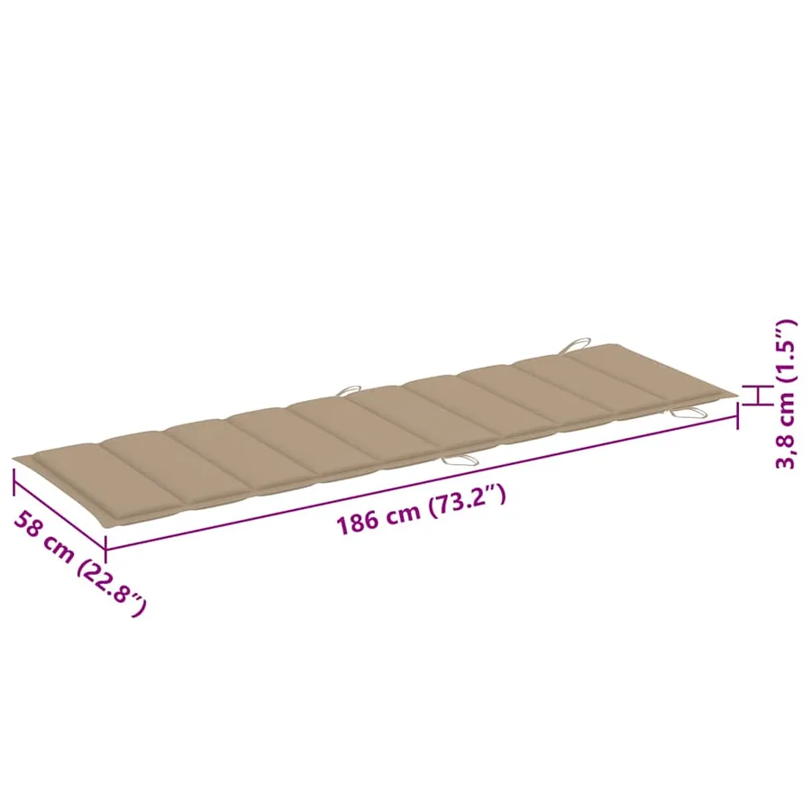 Chaises longues lot de 2 avec table et coussins Acacia solide - 20