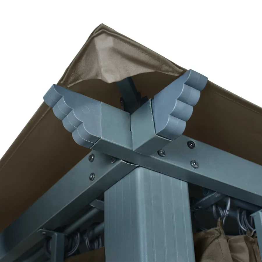 Tonnelle avec rideau et lumières LED 3x3 m Taupe Aluminium - 7