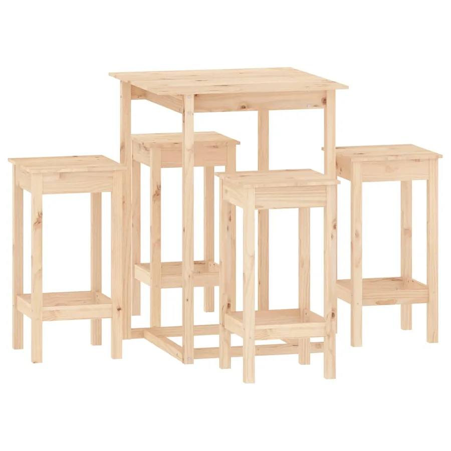 Ensemble de bar 5 pcs Bois de pin massif - 2