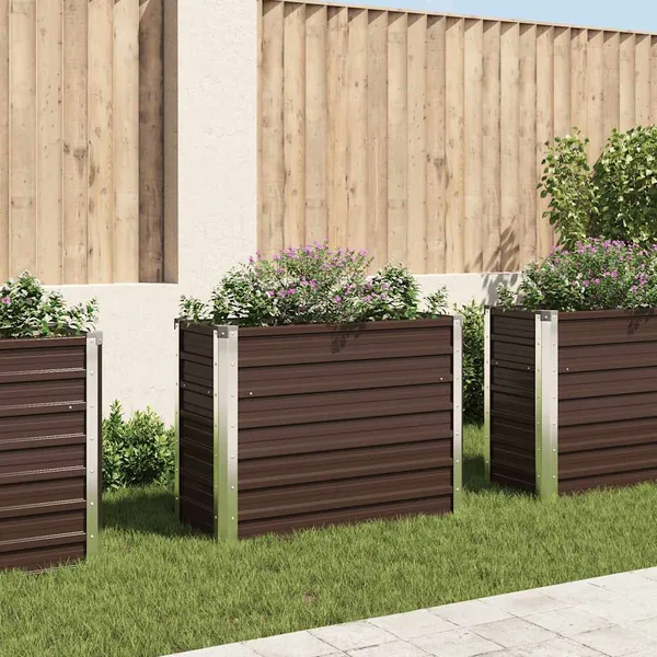 Lit surélevé de jardin Marron 100x40x77 cm Acier galvanisé