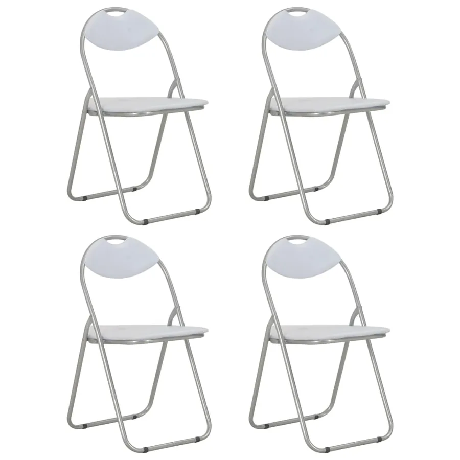 Chaises pliantes à manger lot de 4 blanc similicuir