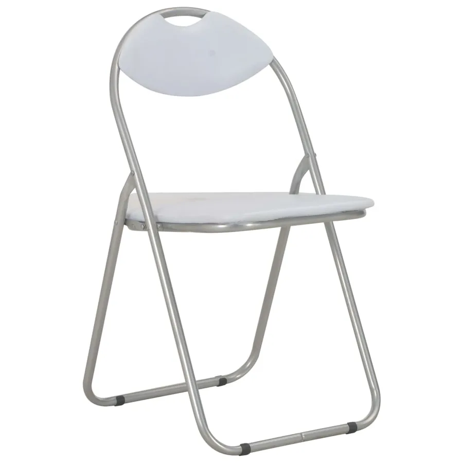 Chaises pliantes à manger lot de 4 blanc similicuir - 2