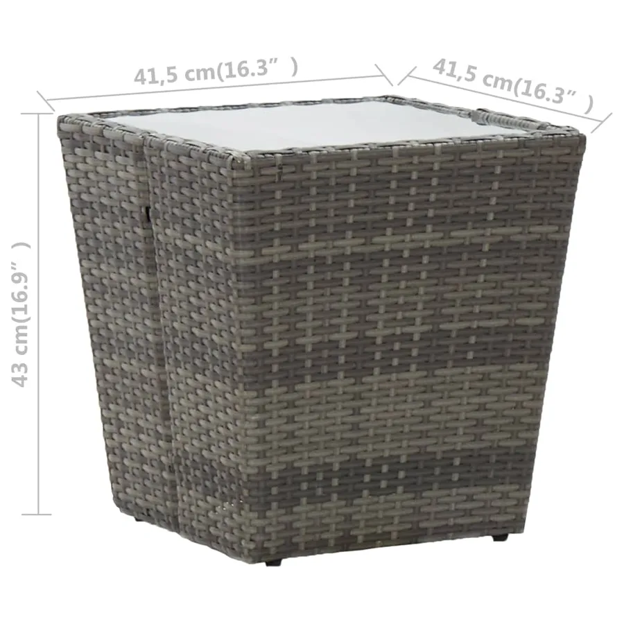 Ensemble de bistro 3 pcs Résine tressée et verre trempé Gris - 16