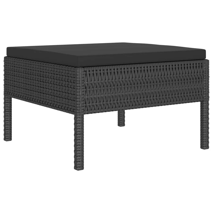 Salon de jardin 6 pcs avec coussins résine tressée noir - 5