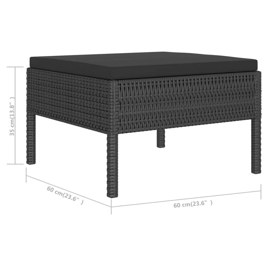 Salon de jardin 6 pcs avec coussins résine tressée noir - 8