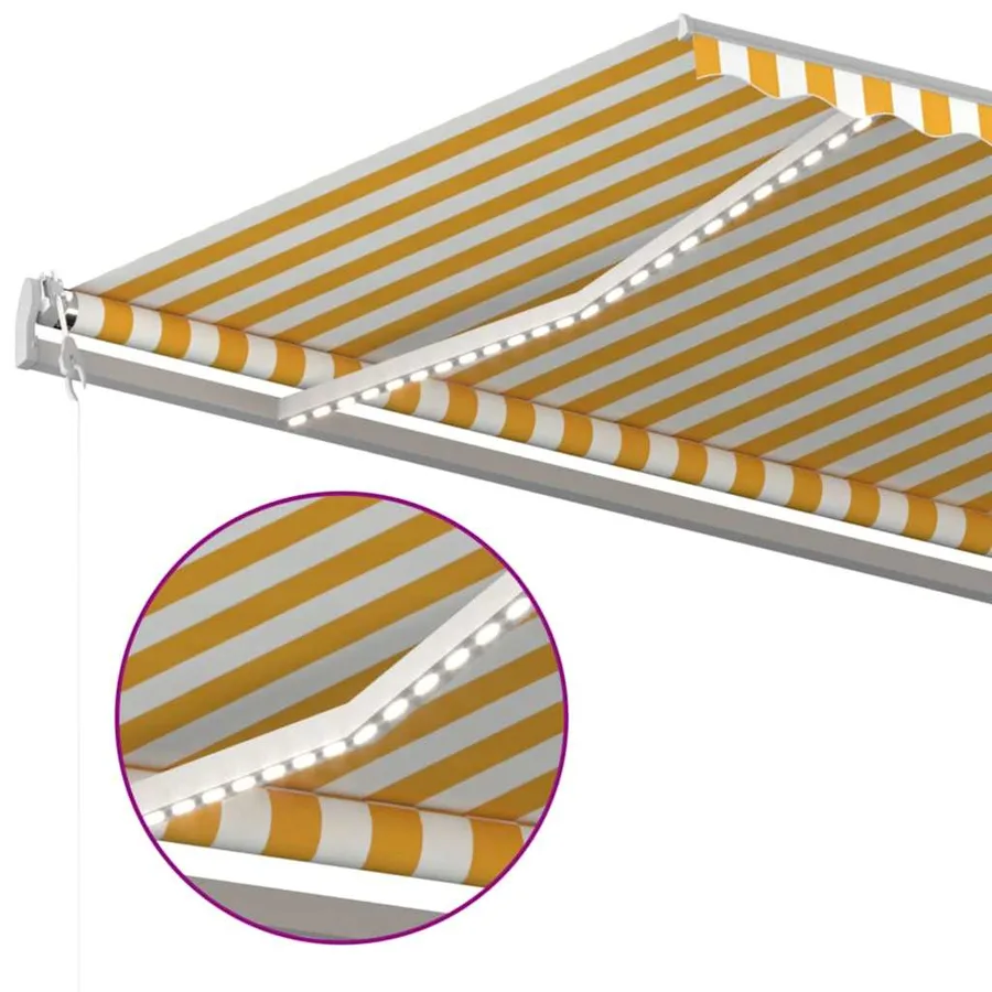Auvent automatique capteur de vent LED 500x350cm Jaune et blanc - 4