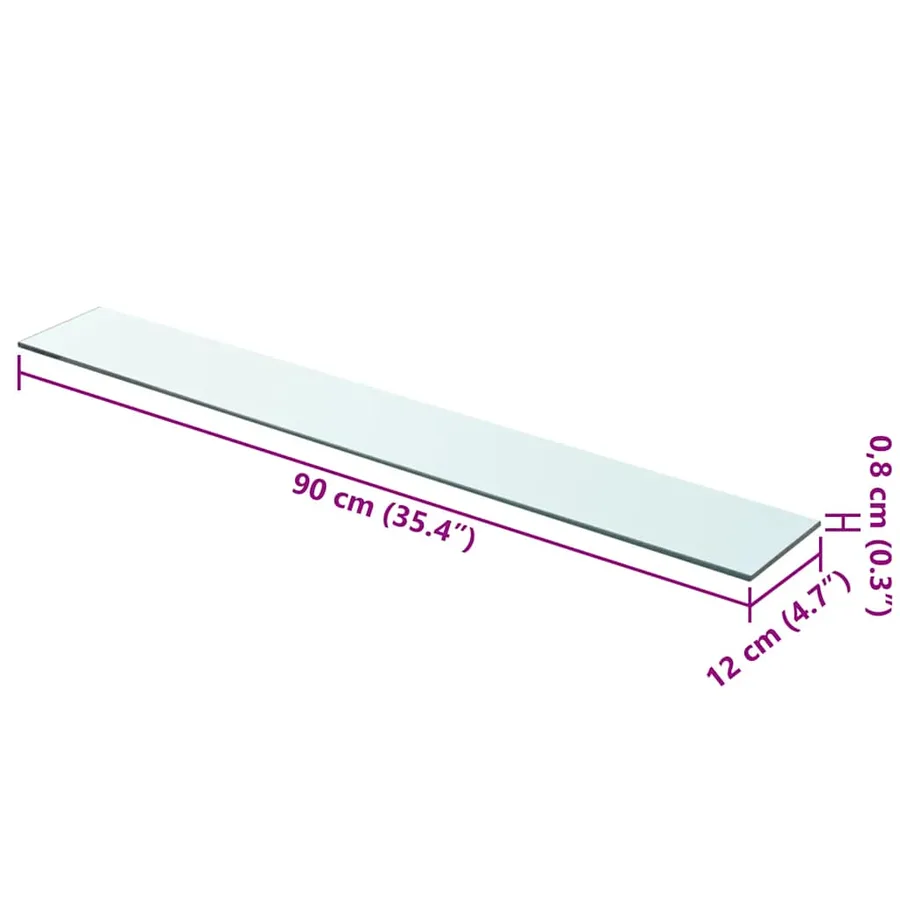 Panneau d’étagère Verre transparent 90 x 12 cm - 3