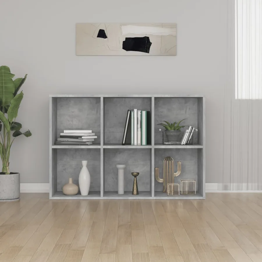Bibliothèque/Buffet gris béton 66x30x98 cm bois d'ingénierie - 4