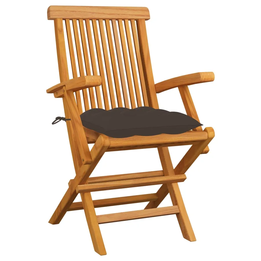 Chaises de jardin avec coussins taupe lot de 6 Bois teck massif - 2