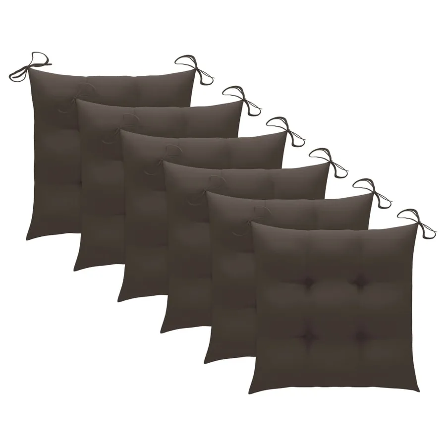 Chaises de jardin avec coussins taupe lot de 6 Bois teck massif - 7
