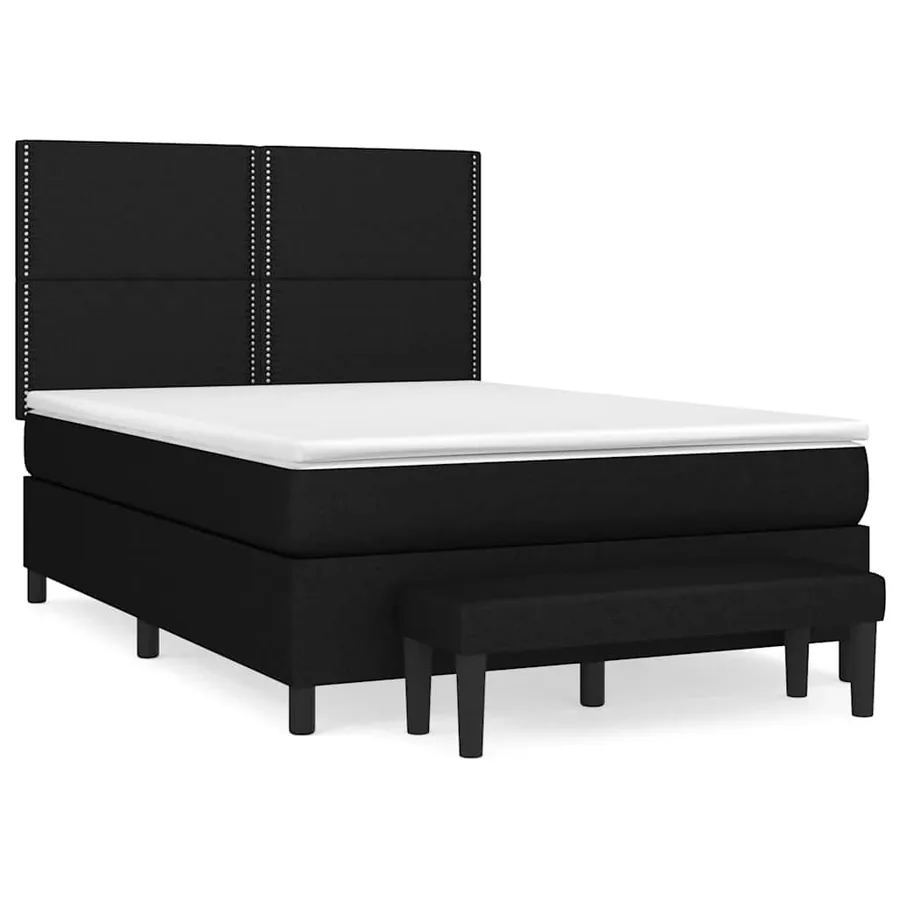Sommier à lattes de lit avec matelas Noir 140x190 cm Tissu - 2