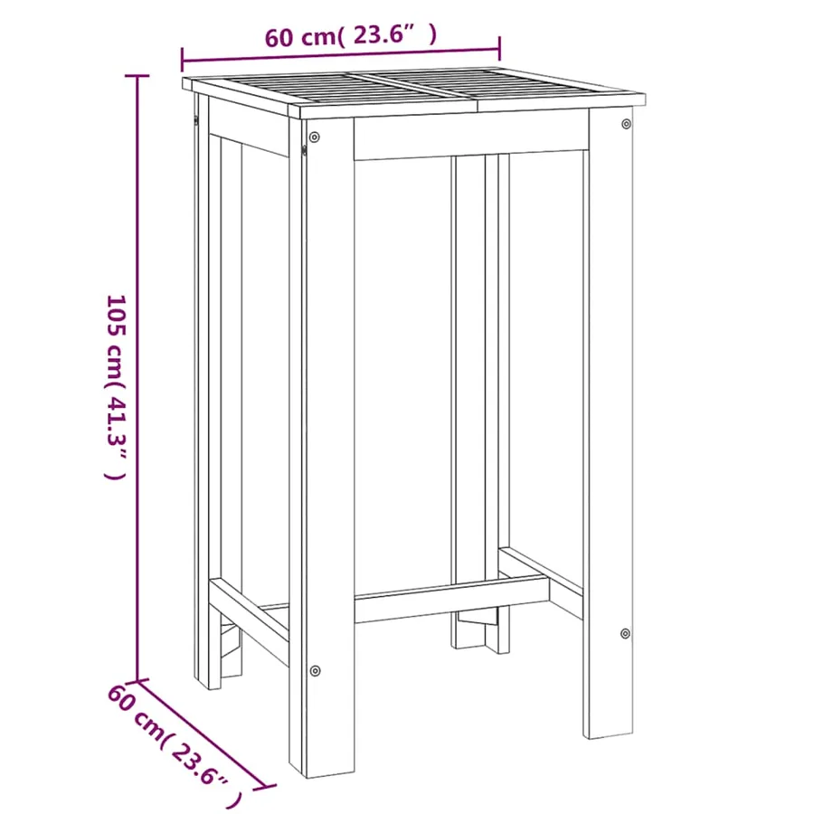 Table de bar de jardin 60x60x105 cm Bois d'acacia solide - 6
