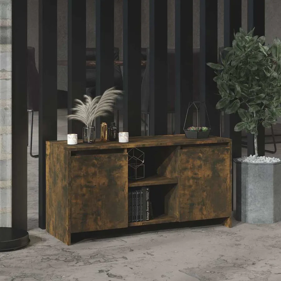 Meuble TV Chêne fumé 102x37,5x52,5 cm Bois d'ingénierie