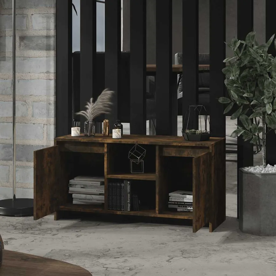 Meuble TV Chêne fumé 102x37,5x52,5 cm Bois d'ingénierie - 7