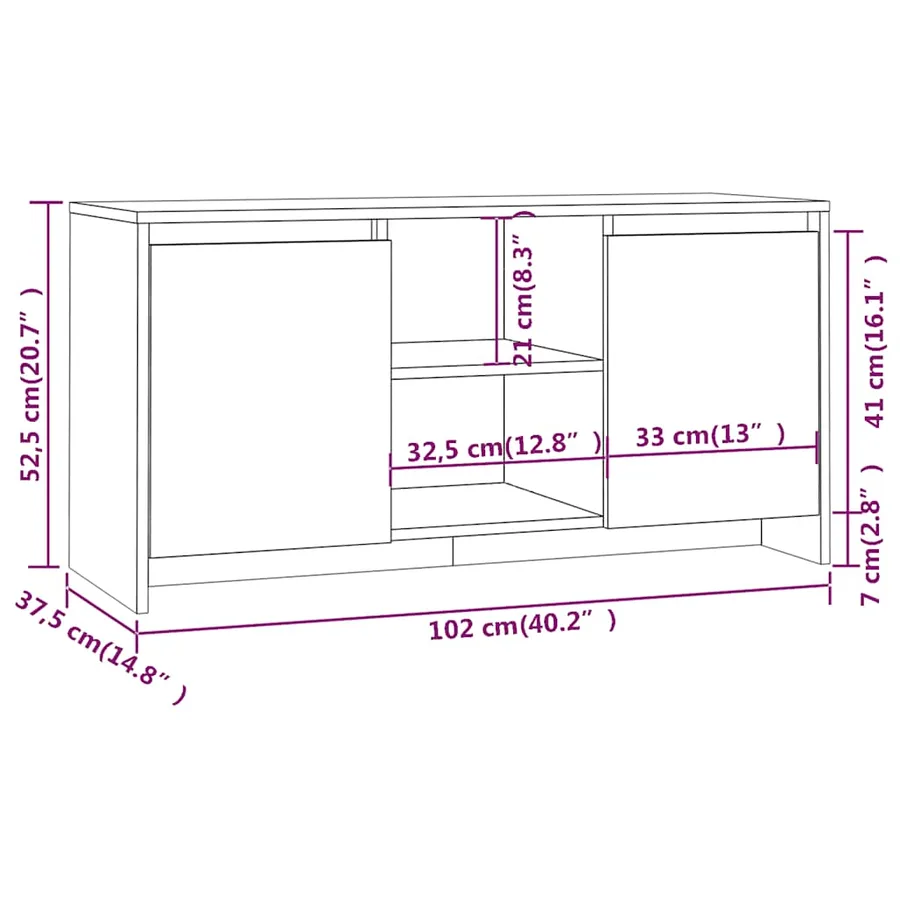 Meuble TV Chêne fumé 102x37,5x52,5 cm Bois d'ingénierie - 8