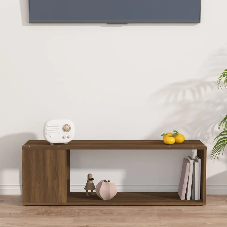 Meuble TV Chêne marron 100x24x32 cm Bois d'ingénierie - 3