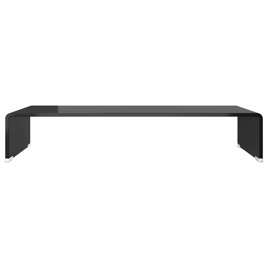 Meuble TV/support pour moniteur 70x30x13 cm verre noir - 3