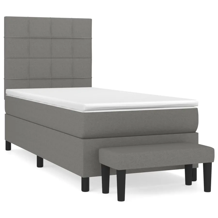 Sommier à lattes de lit avec matelas Gris foncé 90x200 cm Tissu - 2